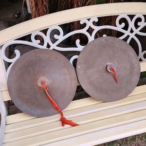 Chinese Lion Dance Brass Cymbals 16" Hong Kong Vintage